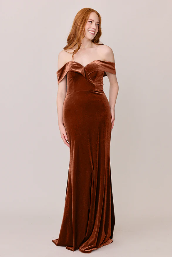 Bardot Velvet Dress | Made To Order - Image 45