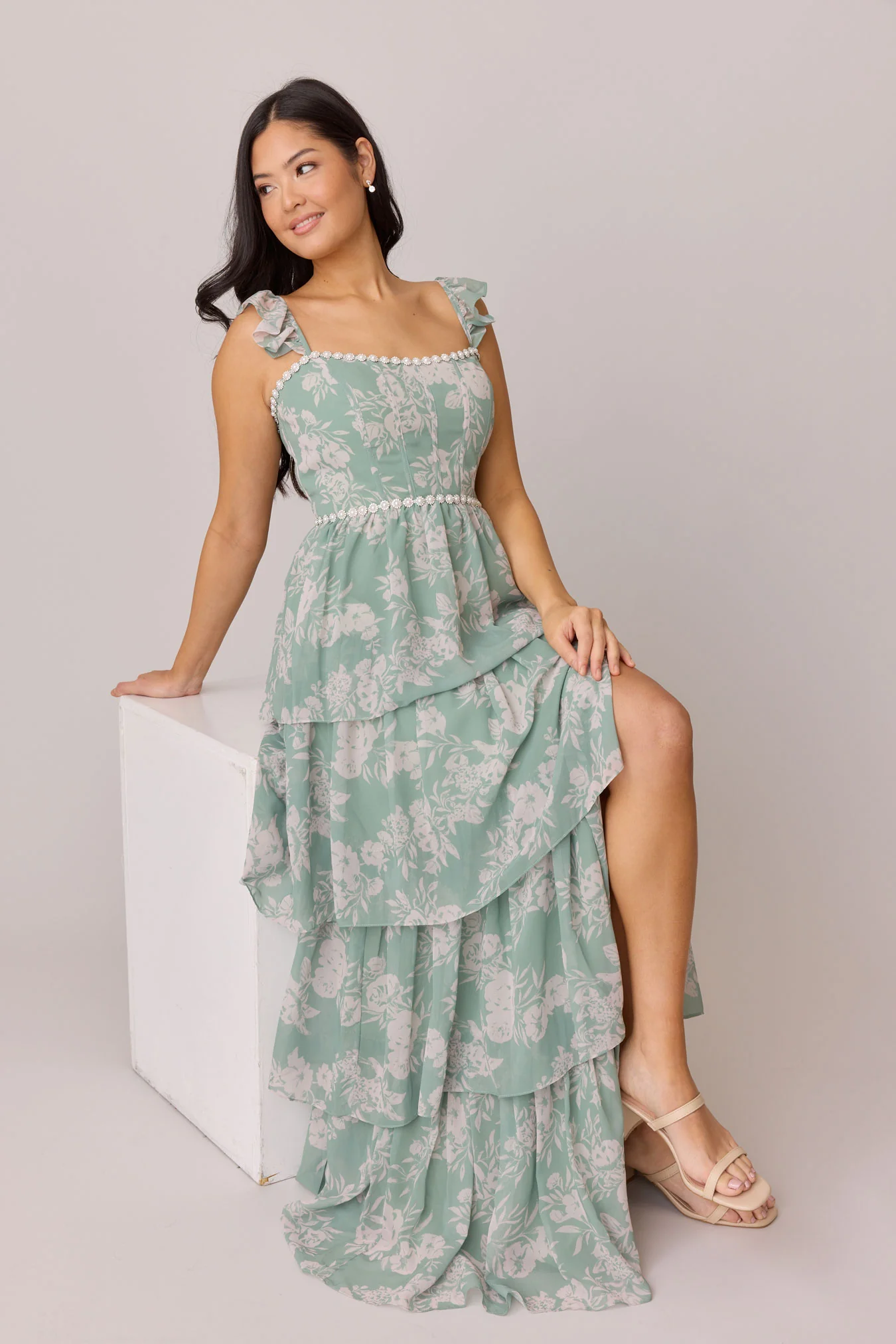 Poppy Luxe Chiffon Floral Print Dress | Made To Order - Image 12