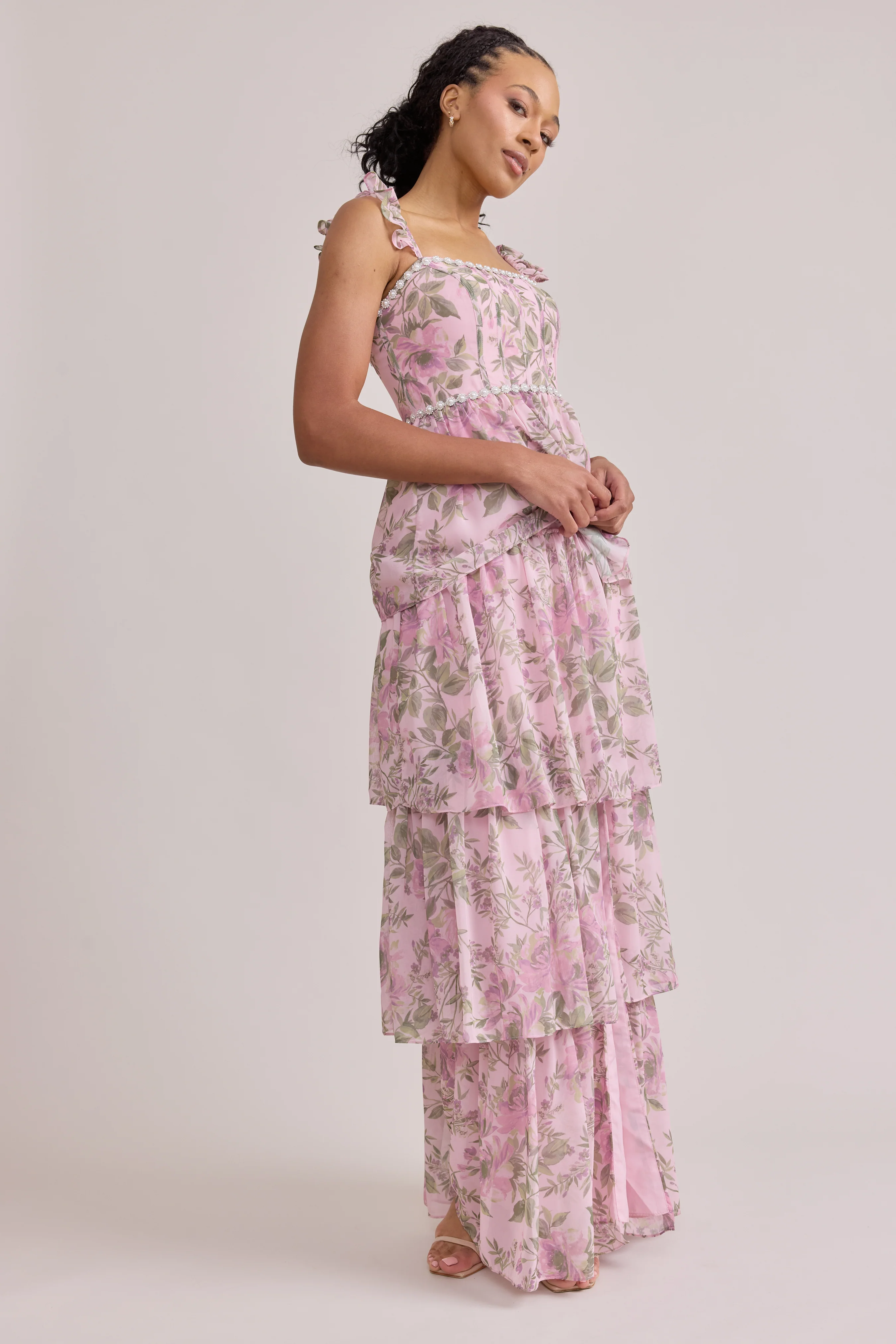 Poppy Luxe Chiffon Floral Print Dress | Made To Order - Image 39
